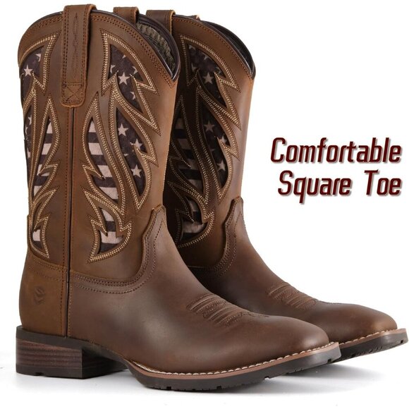 Men’s Brown Flag Square Toe Full Grain Leather Oil And Slip Resistant Flag Boots main image 4